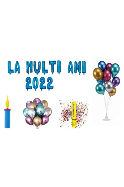OEM Σετ μπαλονιών για γενέθλια 2022, δώρο για τούρτα, 75 τεμάχια, μπλε