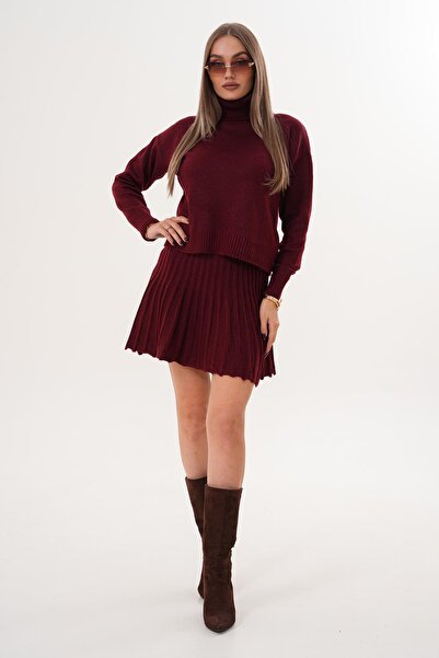 ŞİMAL Women's Turtleneck Skirted Knitwear Set 255173 -
