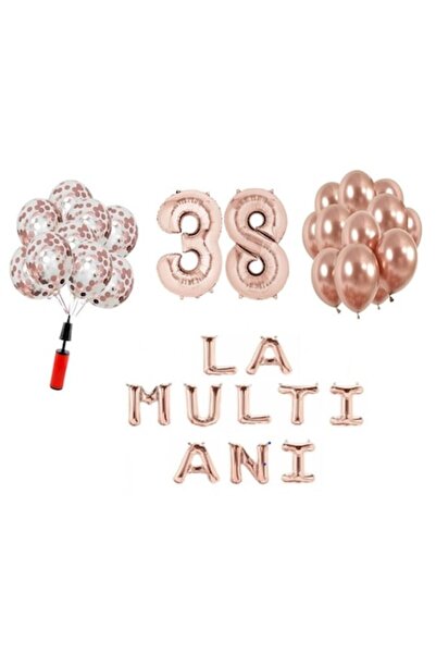 OEM Set baloane, 33 elemente, La mulți ani aniversare 38 de ani, numere folie...