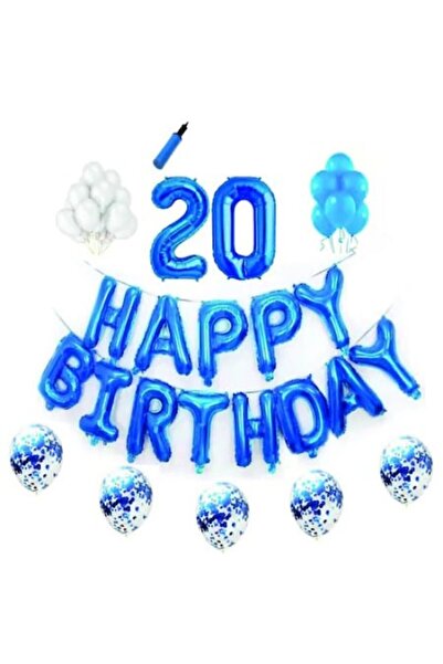 Domi Party & Gifts Set baloane Happy Birthday , 20 ani, albastru, 41 piese,