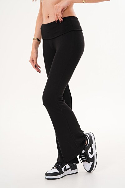 ŞİMAL Women's Waist Fold Detailed Spanish Leggings 255272 -