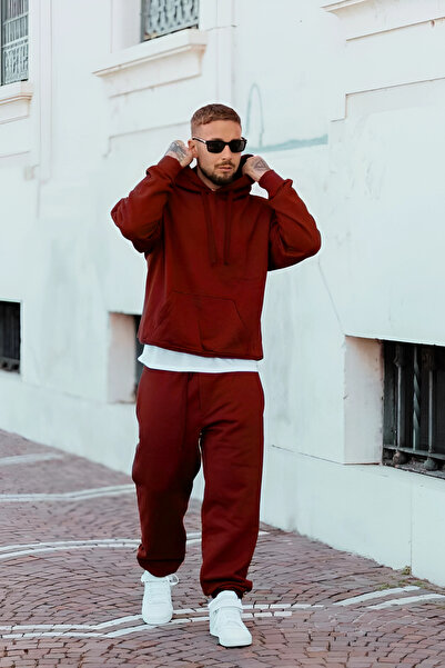 BayBayan طقم بدلة رياضية للرجال مكون من سترة بغطاء للرأس وبنطلون بثلاثة خيوط