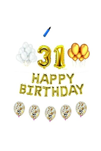 Domi Party & Gifts Set baloane Happy Birthday , 31 ani, auriu, 41 piese,