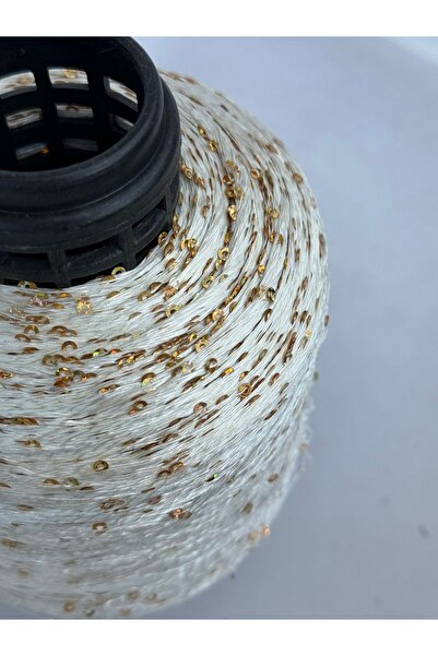 Pİ Yarn Beyaz Gold pullu ip