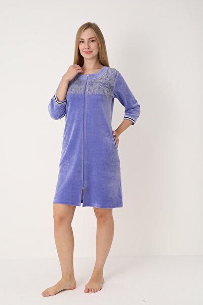 ROMEO LİFE Γυναικείο χειμερινό κοστούμι από βαμβακερό βελούδο με φερμουάρ 3629