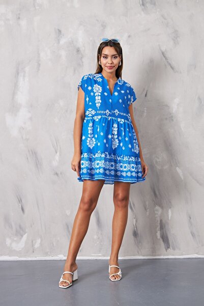 The Champ Clothing The Champ Etnik Desenli Tunik Elbise