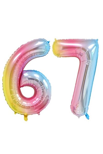 Domi Party & Gifts Set 2 baloane folie cifra , Curcubeu, aniversare 67 ani, 1...