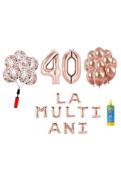 Domi Party & Gifts Set 34 baloane, La mulți ani de 40 de ani, numere folie 10...