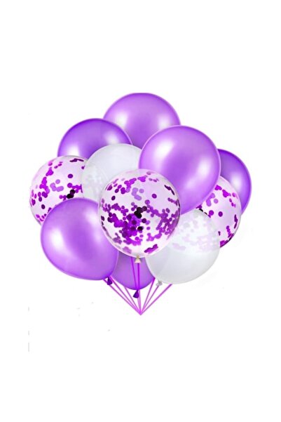 Shop Carnaval Set de 10 baloane din latex pentru petrecere, violet/alb