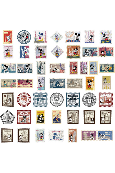Miniso 50 قطعة من ملصقات ختم ميكي ديزني العتيقة المقاومة للماء لتزيين أمتعة ا...