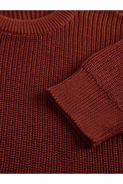 GAP Erkek Çocuk Kırmızı Relaxed Shaker-Stitch Crewneck Kazak