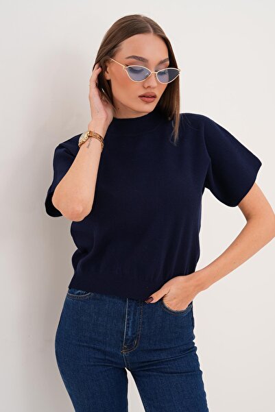 ŞİMAL Pulover tricotat cu mânecă scurtă pentru femei, tricotaj semi-pescar, 255174 -