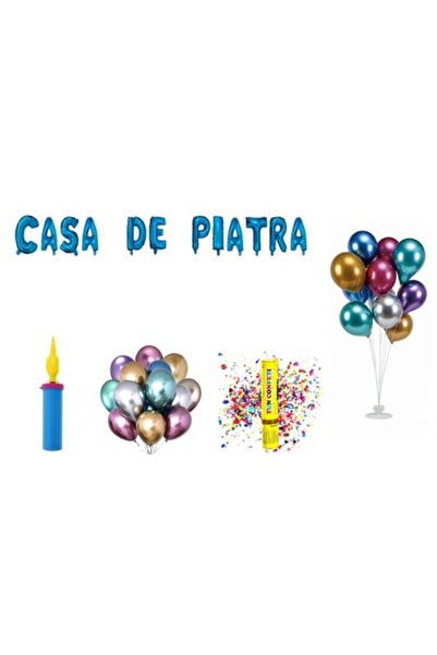 OEM Set of Balloons 'Casa De Piatra', cake topper, 73 pcs, Blue