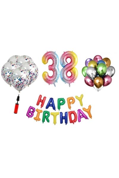 OEM Set baloane, 36 piese, La mulți ani, aniversare 38 de ani, număr folie 10...