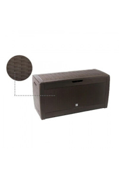 Prosperplast Storage box, rattan braid imitation finish - “Rato”, terra d`ombra brown, 310 liters, cm 119 x 4