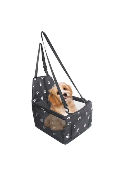 DAMUR Pet Support for Car, with Seat Attachment and Seatbelt, Black with Prin...