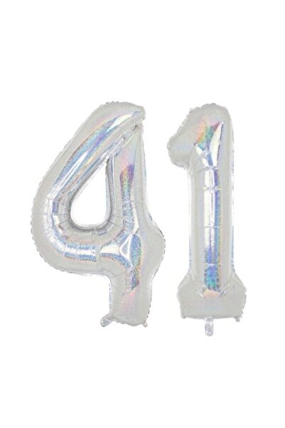 Domi Party & Gifts Set of 2 foil balloons with numbers, holographic, 41st bir...