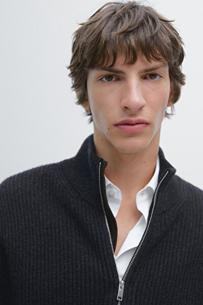 Massimo Dutti Fermuarlı cepli ve kontrast detaylı hırka