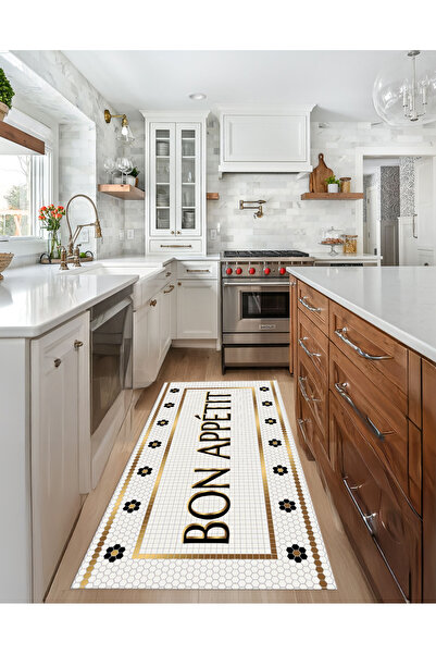 Brillant Bon Appetit Petekli Ekru Mutfak Yolluk Halı