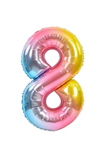 Danex Metallic Gradient Foil Balloon, Number 8, 100 cm, Multicolor