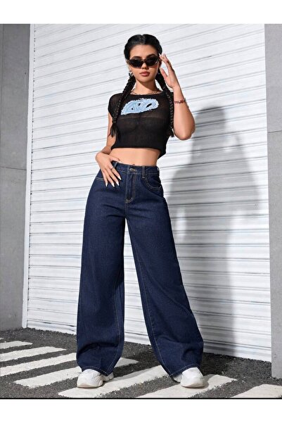 pass&pass Pass&Pass2020 Women's Lycra-Free Palazzo Jeans Denim Trousers - Dar...