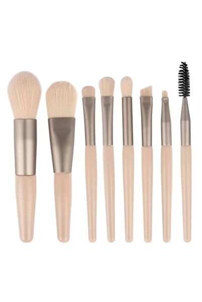 Domi Party & Gifts Mini portable set of 8 makeup brushes with beige case,