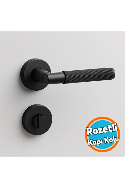 NZB Wc Banyo Tipi Mat Siyah Kapı Kolu Rozetli Sağ Sol Uygun Modern İç Kapı Ki...