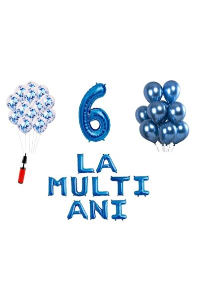 Domi Party & Gifts Set 32 ​​baloane , La mulți ani de 6 ani, număr folie 100 cm,