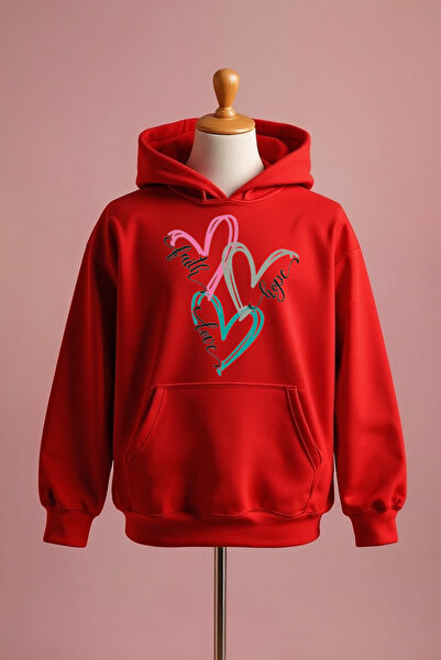 Vordevia سويت شيرت كبير الحجم مصنوع من القطن بطبعة قلب و3 خيوط