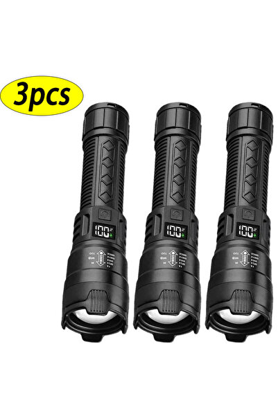 Choice 3 قطع من مصابيح LED فائقة السطوع 2000 لومن من النوع C قابلة لإعادة الشحن وطويلة المدى ومصباح تكتيكي خارجي E