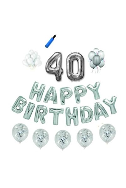 Domi Party & Gifts Set baloane Happy Birthday , 40 ani, argintiu