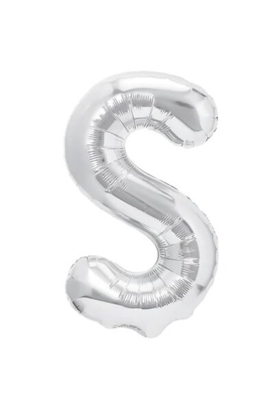 Danex Metallic Foil Balloon Letter S, 40 cm, Silver (Helium or Air, Straw Included)