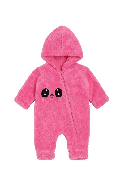 Uğur bebe Pembe Kapüşonlu Fermuarlı Peluş Bebek Tulum Yumuşacık Wellsoft Kuma...