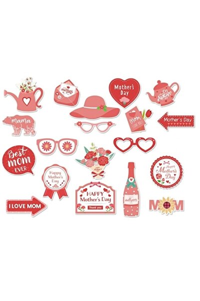 DAMUR Set of 18 Party Accessories, Photo Corner Props, Mother's Day Theme, Mu...