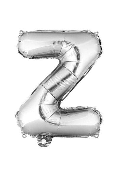 Danex Metallic Foil Balloon Letter Z, 40 cm, Silver (inflate with helium or air, straw included)
