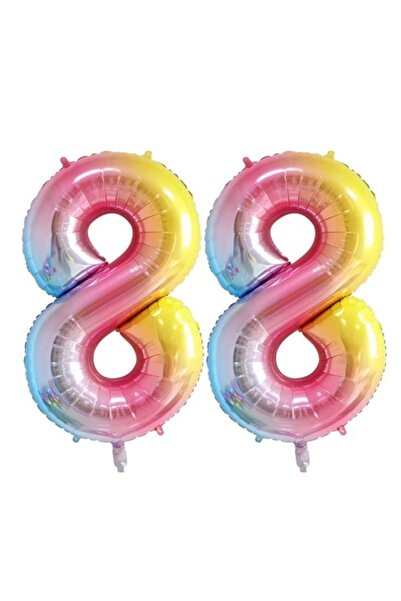 Domi Party & Gifts Set of 2 foil balloons with numbers, Rainbow, 88th Birthda...
