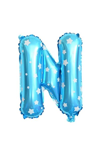 Danex Balon folie metalică litera N, 40 cm, imprimeu stea, albastru