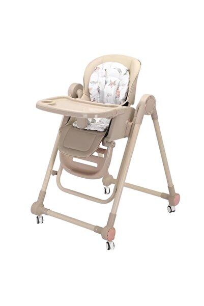 Danex Baby High Chair for Infants and Toddlers, Detachable Tray & Cover, Adjustable Height, Beige