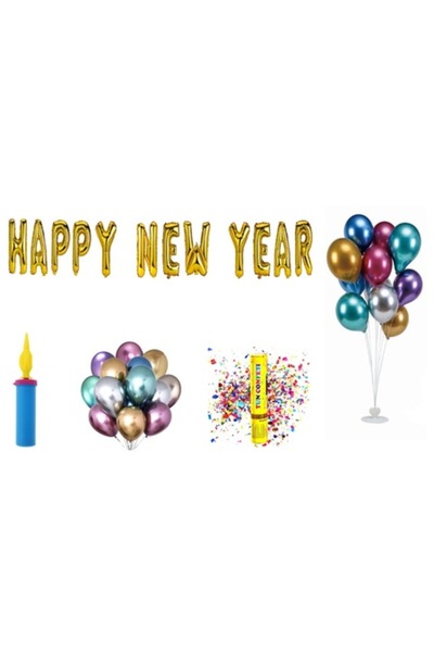 OEM Σετ μπαλονιών «Καλή Χρονιά», δώρο για τούρτα, 73 τεμάχια, χρυσό