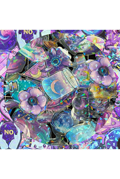 choice2 100PCS 10/30/50/100pcs Transparent Laser Cute Magic Witch Graffiti St...