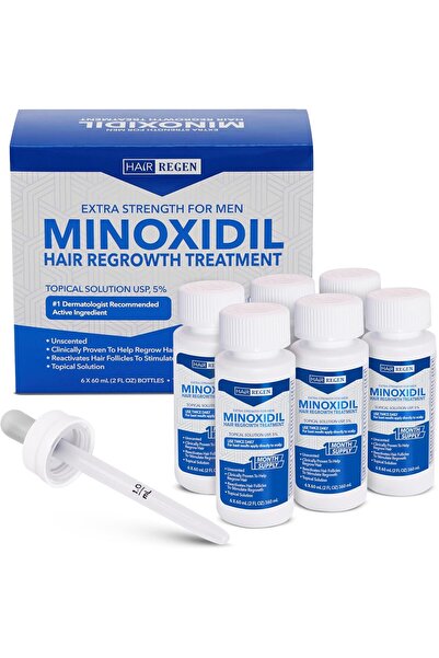 Hair Regen علاج متقدم لنمو الشعر مع مينوكسيديل 5% للرجال (كمية تكفي 6 أشهر)