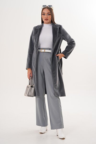 ŞİMAL Kadın Kuşaklı Peluş Kaban 255407 -