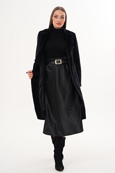 ŞİMAL Women's Belted Plush Coat 255407 -