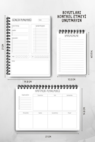 Eldesen Tasarım Advantageous Mega Pack / 20 Pieces / Notebook, Calendar, Bookmark, Pen, 3-Piece Planning Set