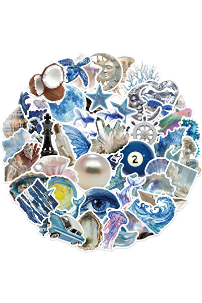 Choice 50 قطعة من ملصقات البحر الزرقاء الفضية المقاومة للماء ملصقات كرتونية ل...