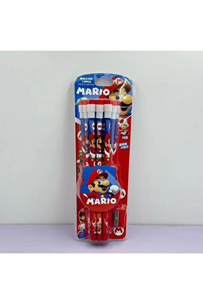 BANDAI Super Mario 12pc Anime Super Mario Cartoon Pencil With a pencil sharpener Kawaii Student Stationery