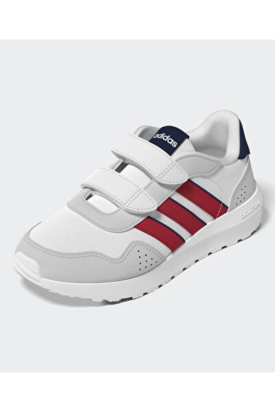 adidas حذاء Run 60s بإغلاق بخطاف وحلقة - أبيض ورمادي