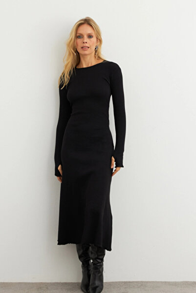 Cool & Sexy Γυναικείο μαύρο φόρεμα με κορδόνια καμιζόλα μίντι COL2268