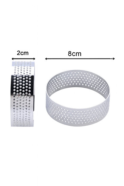 KARADAĞ METAL Yuvarlak Delikli Tart Kalıbı Çap:8 cm (5 Adet)
