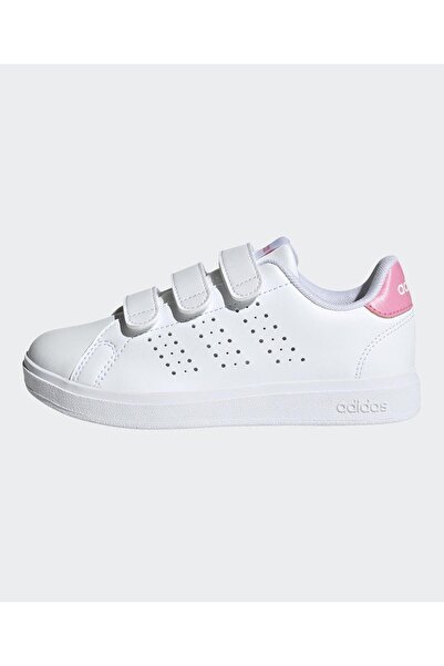 adidas Advantage Base 2.0 Velcro Closure Shoes - White & Pink